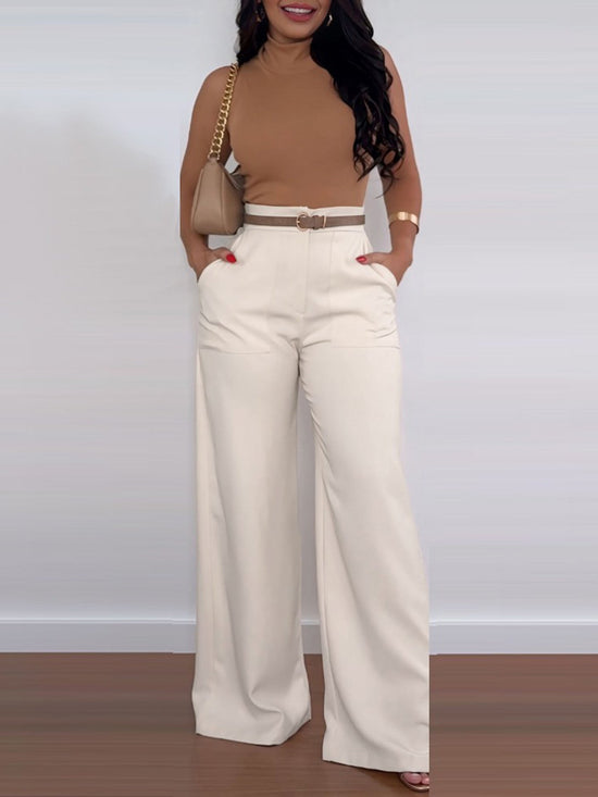 Elegant Straight-leg Trousers, Versatile Wide-leg Trousers Royal1shop