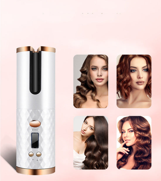 Rechargeable Automatic Hair Curler Women Portable Hair Curling Iron LCD Display Ceramic Curly Rotating Curling Wave Styer Royal1shop