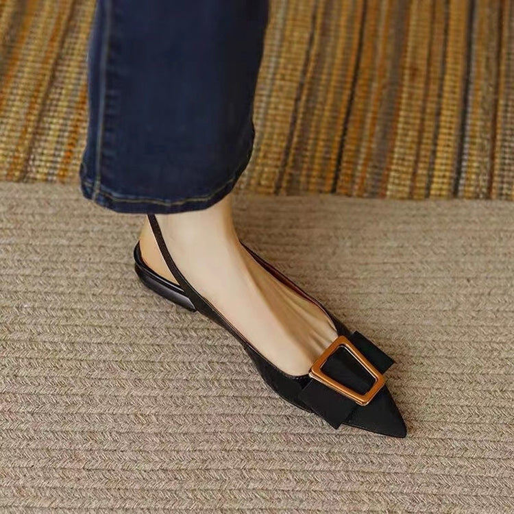 Metal Buckle Back Empty Word Strap Closed Toe Sandals Royal1shop