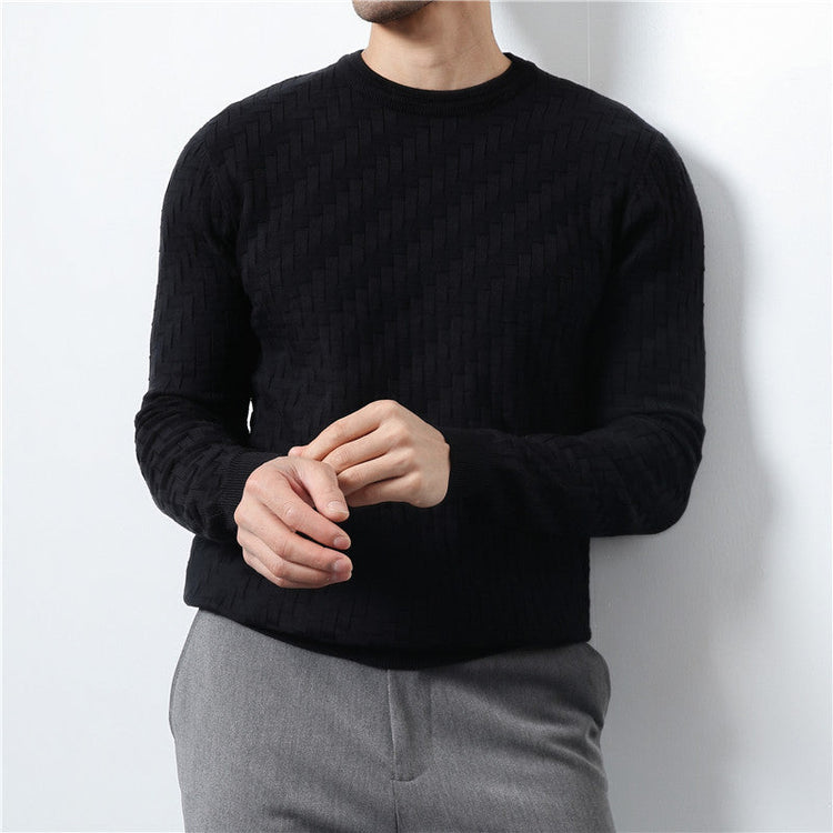 Jacquard Woven Round Neck Sweater Men&