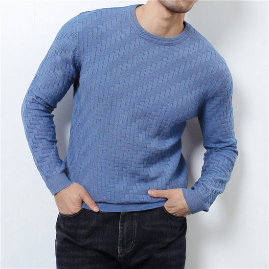 Jacquard Woven Round Neck Sweater Men&