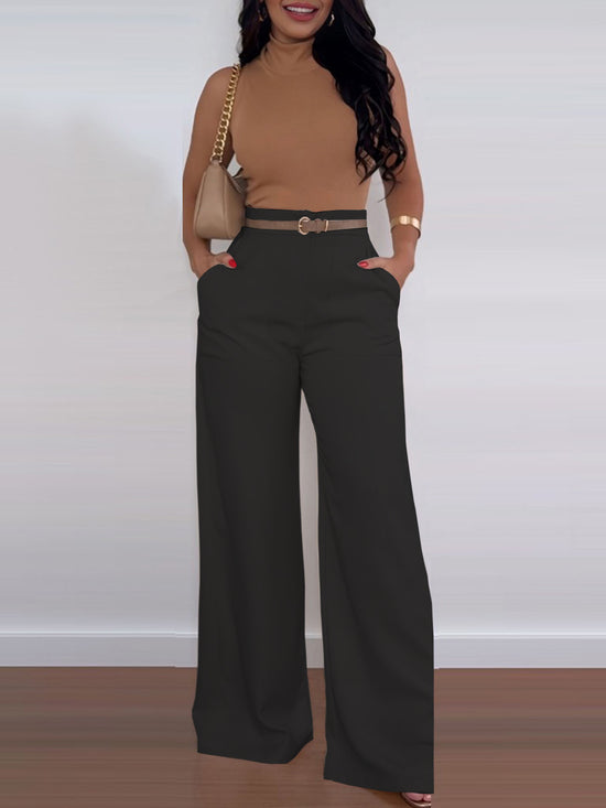 Elegant Straight-leg Trousers, Versatile Wide-leg Trousers